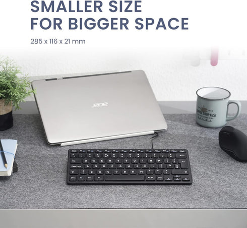 Perixx PERIBOARD-432 Wired Mini USB Keyboard - X Type Scissor Keys with Big Print Keys - US English, Black