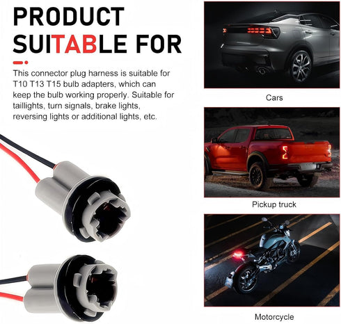 Foelony 2 T10 T13 T15 PCS Car Wiring Harness Pigtail Socket, Car LED Turn Signal Lights Harness Plugs Connector