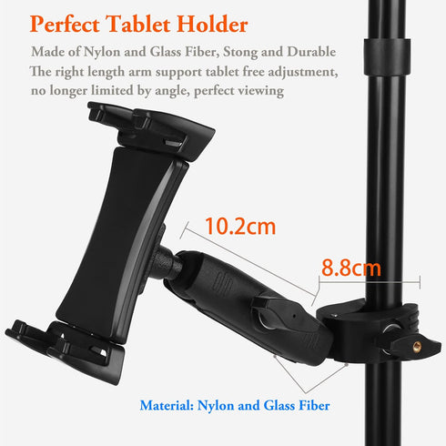 Peastrex Adjustable iPad Holder for Mic Stand, Rotatable Tablet Phone Mount with Super Handle Clamp for 4 to 13.5inch