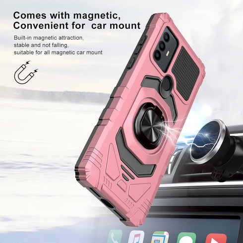 Ailiber Case for TCL 30 SE, with Screen Protector, Ring Kickstand for Magnetic Car Mount, Heavy Duty Shockproof Cover,