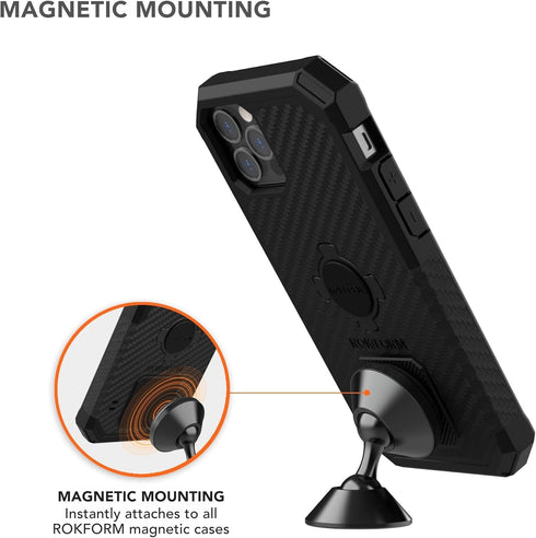 ROKFORM Adjustable Magnetic Car Mount - 360 Degree Swivel, Aluminum Dashboard Phone Mount for Truck, Car, Van