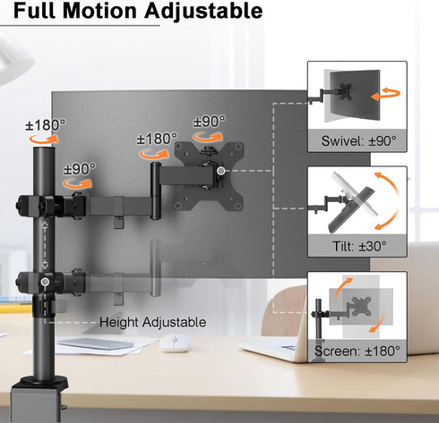 PUTORSEN Universal VESA Pole Mount, Full Motion TV Pole Mount Fits 17 to 32 inch Screens, with Removable 75mm and 100mm