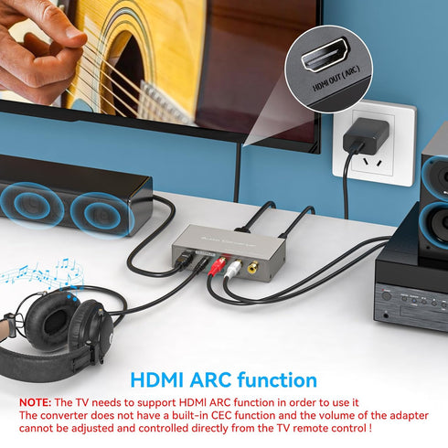 3 1 Dolby LPCM HDMI ARC to RCA Audio Converter in Digital to Analog Audio Converter with Optical Coaxial ARC Input