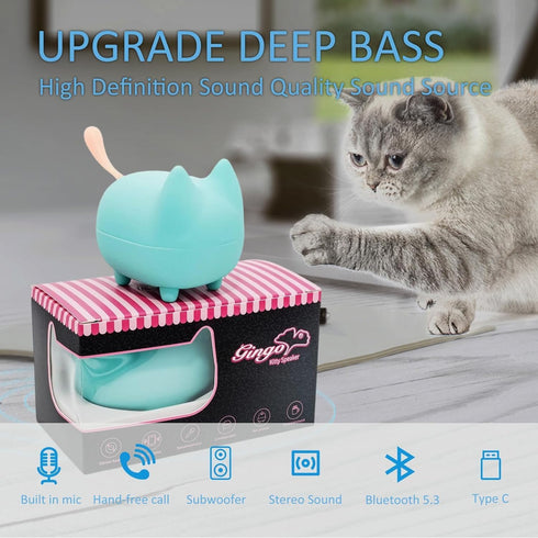 Portable Bluetooth Speaker, Mini Wireless Speakers with Clarity Stereo, TWS Pairing,Built-in Mic, Super Bass,40h Playtime,BT5.3, Cute Pet Mini Speaker (Green)