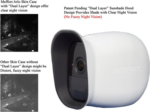 Silicone Case Skin with Dual Layer Sunshade Design, Clear Night Vision Cover, UV Weather Protection for Arlo Pro & Pro