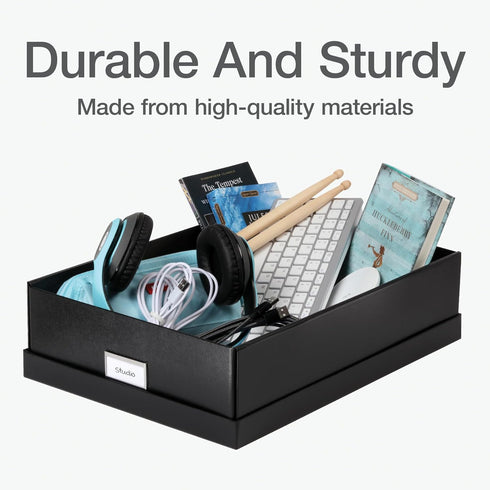 Oxford Keepsake Box, Large Protective Storage Organizer for Home and Office, Photo and Souvenir Storage Box (16" x 12"
