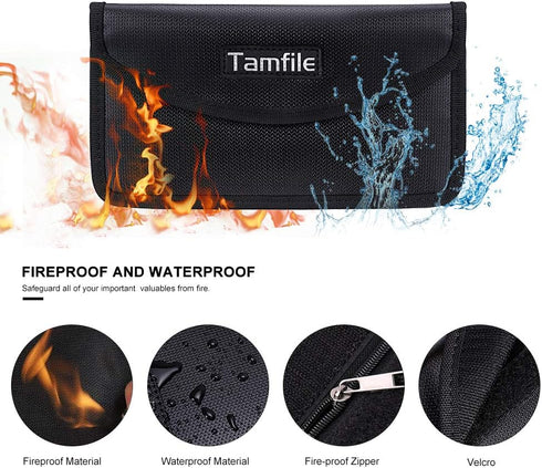 Fireproof Faraday Bag with Zipper Anti-Tracking EMF GPS RFID Car Key Signal Blocker Wallet Shielding Pouch for Cell