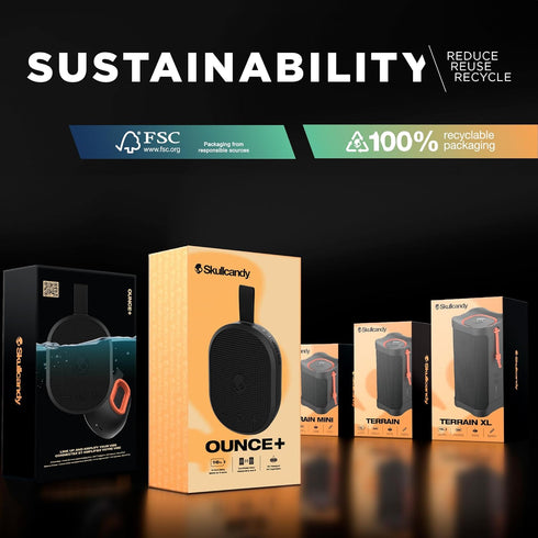 Ounce+ Wireless Bluetooth Speaker, IPX7 Waterproof Mini Portable with 16 Hour Battery, True Wireless Stereo, Ballistic