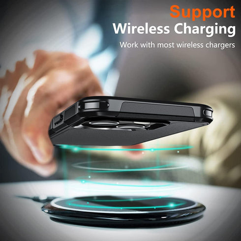 Mysterious Black iPhone 15 Case: Shockproof, 15 FT Military Grade Drop Protection, plus 2X Tempered Glass Screen