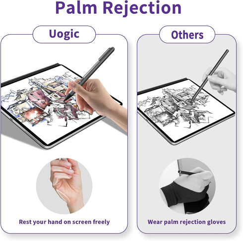 Uogic Pen for Microsoft Surface, 4096 Pressure Sensitivity Palm Rejection Stylus, Compatible with Surface Pro