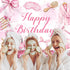 Bcuuipo 7x5ft Spa Party Happy Birthday Backdrop Pink Beauty Makeup Slumber Pajama Sleepover Background for Girls