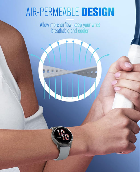 MoKo 18MM Gray Watch Band Compatible with Garmin Forerunner 255S/255S Music/Vivoactive 4S/Vivomove 3S/Venu 3S