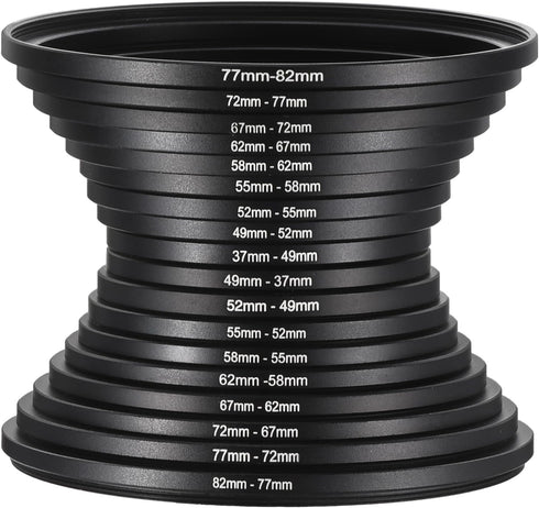 PATIKIL 9pcs Step Up/Down Ring Set - Camera Lens Filter Adapter Ring Aluminum Filter Ring for Lens Hood