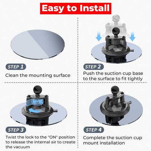 VAZESWIN 1" 3.5" 1" Insta360 Ball Twist-Lock Suction Cup Mount, Large Suction Cup Base for Vehicle Windshields