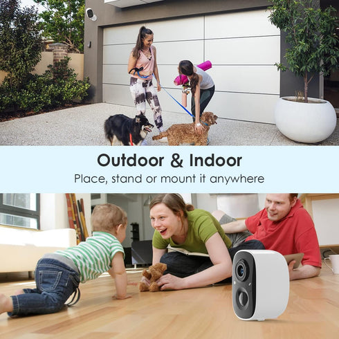 GMK Wireless Outdoor Security Camera, 1080P Color Night Vision, AI Motion Detection, Battery Powered WiFi Camera