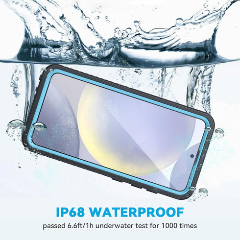 Lanhiem Samsung Galaxy S24 Case, IP68 Waterproof Dustproof with Built-in Screen Protector, Rugged Cover, Light Blue