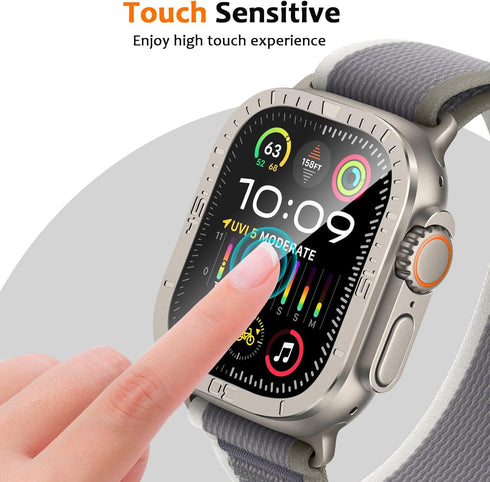 Apple Watch Ultra 2 Screen Protector 49mm - 2 Pack, Touch Sensitive, Anti-Scratch HD Tempered Glass with Titanium Alloy