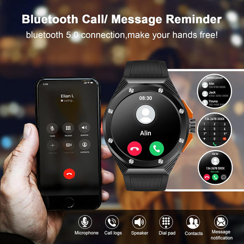 Military Smartwatch for Men, 1.46" Touch Screen Tactical Fitness Tracker with Health Monitoring, 100+ Sport Modes for