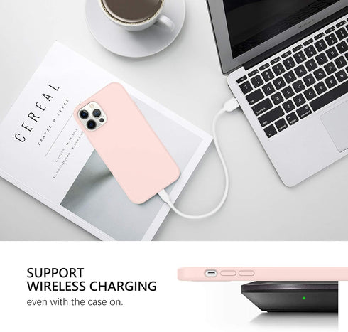 DUEDUE Liquid Silicone Soft Gel Rubber Case for iPhone 12 Pro Max 6.7", Full Protective with Microfiber Cloth Lining,