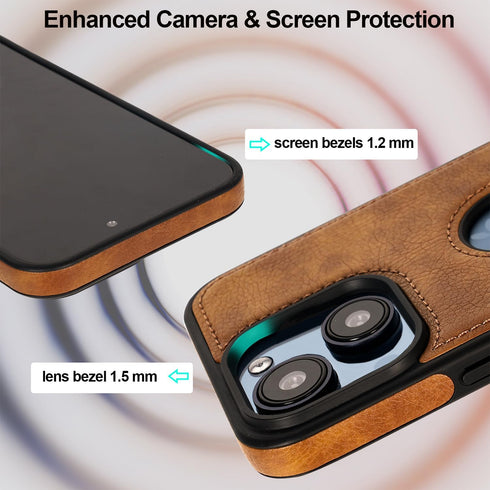 KSELF 15 15 6.1'', Leather Case for iPhone Case, Thin Flexible Soft Grip Luxury Cover, Protective Slim with Kickstand