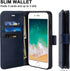 MONASAY Flip Folio Leather Wallet Case for iPhone SE 2022/2020 5G, iPhone 7/8, 4.7-inch, Blue with [Glass Screen