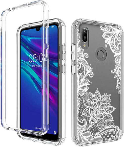 Mandala Phone Case for Huawei Y6 2019/Y6 Pro 2019/Y6s/Honor Play 8A with Tempered-Glass Screen Protector.