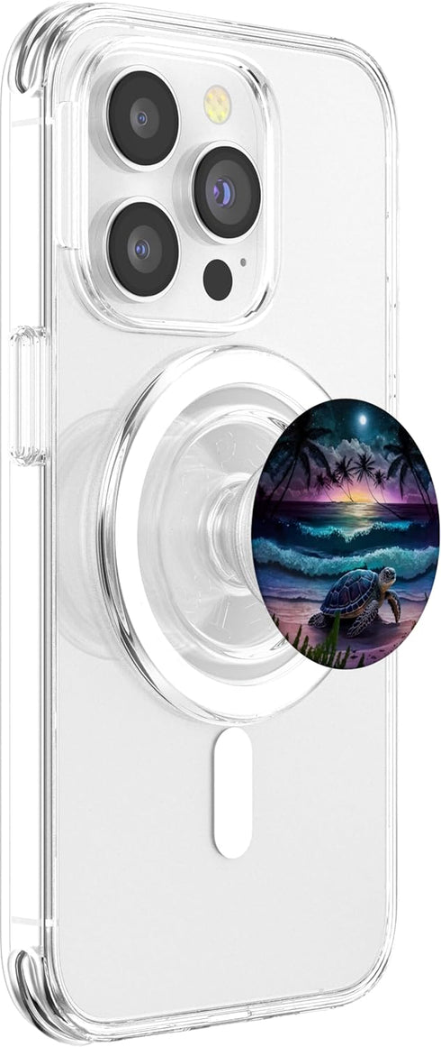 Sea Turtle PopSockets PopGrip for MagSafe, Night on the Beach Under Starry Sky