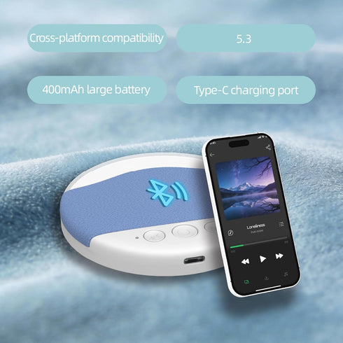 Generic 9.8x1.3cm, Pillow Speaker, Rechargeable Design, Wireless Music Box with White Noise, Comfortable Pillow