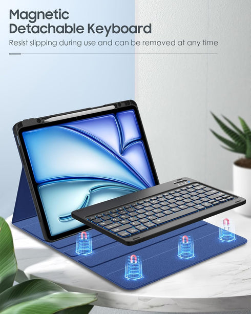 MoKo Keyboard Case for iPad Air 13 Inch with Keyboard M2 2024, Multi-Angle Magnetic Stand Cover, Detachable Bluetooth