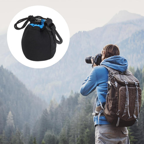 PATIKIL Camera Lens Bag, 2.8" ID x 3.9" H Drawstring Pouch with Thick Protective Neoprene for DSLR Camera Lens