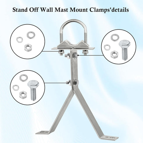 XRDS-RF Antenna Wall Mount, 8 Inch Heavy-Duty Stand Off Bracket for TV Antenna Mast (2-Leg + 2-Leg)