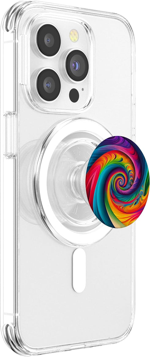 Tie Dye Merch Tie Dye Rainbow Swirl Colorful Illustration PopSockets PopGrip for MagSafe
