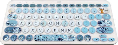 Silicone Keyboard Cover Skin for Logitech K380/Pebble Keys 2, Gray Blue Flowers