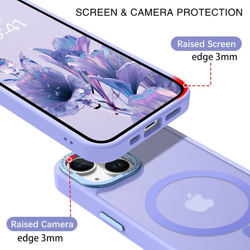 BENTOBEN Translucent Matte Magnetic Case for iPhone 14 Plus, Compatible with MagSafe, Purple Blue