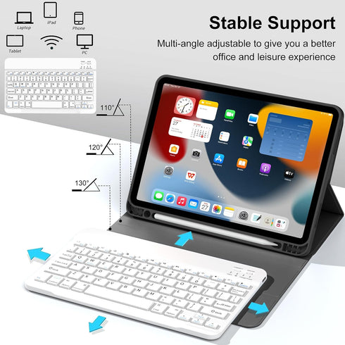 Keyboard Case for iPad Air 11-inch (M2) 2024, Detachable Wireless Bluetooth Keyboard, Auto Sleep/Wake, Black