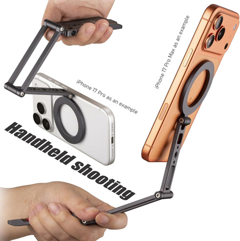 SHINEWEE 17/16/15/14/13/12 1/4 Ultra-Compact Magnetic Tripod Stand: Aluminum Phone Mount for iPhone Pro Max, Adjustable