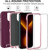Full Body Heavy Duty Military Grade Case for iPhone 13 Pro Max 6.7" with 2 Screen Protectors, Wine Red Pink