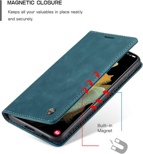Kowauri Flip Case for Galaxy S21 Ultra - Leather Wallet with Card Slot and Magnetic Closure for Samsung Galaxy