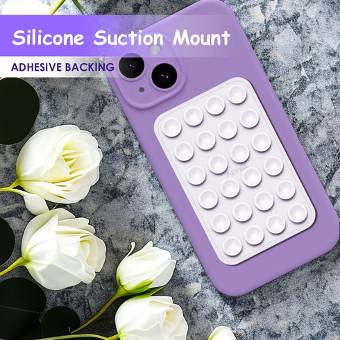 PKYAA Silicone Suction Phone Case Mount, Hands-Free Mirror Shower Phone Holder for Selfies, Tiktok Videos (White)