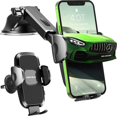 Ultra-Stable Cell Phone Holder for Car, Universal Hands-Free Mount for Dashboard Windshield Air Vent, Compatible with