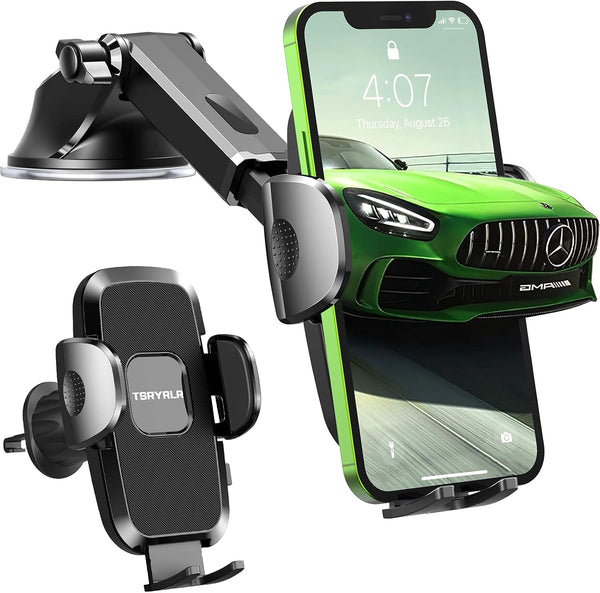 Ultra-Stable Cell Phone Holder for Car, Universal Hands-Free Mount for Dashboard Windshield Air Vent, Compatible with