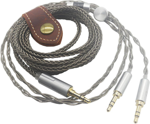 Youkamoo 8 Core Braided Silver Plated Replacement Cable for Hifiman HE4XX, 3.5mm to Dual 3.5mm Male