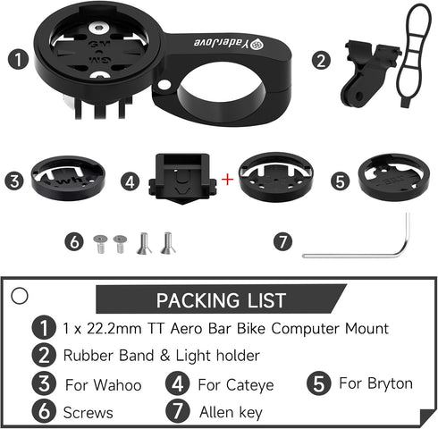 Aero Bar Bike Computer Mount for Garmin Edge, Short Version Black, Fits Bike GPS & GoPro Action Camera