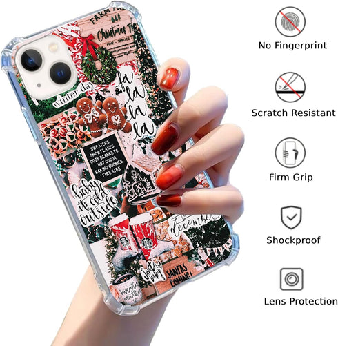 Christmas Aesthetic Case Compatible with iPhone 15, Winter Holiday Festive Case for iPhone 15, Trendy Cool TPU Bumper Case Cover