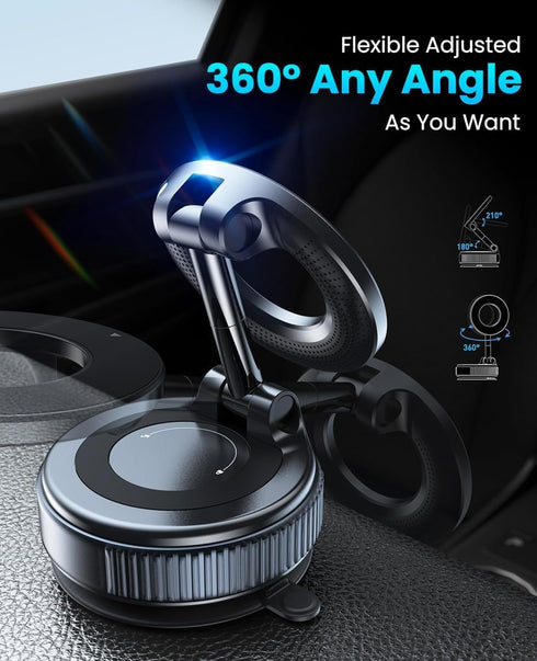 Generic 2026 3 360 Upgraded Vacuum Magnetic Car Phone Holder with Rings Ultra Suction Cup Phone Mount for MagSafe Cell