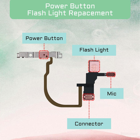 Power Button Flash Light Flex Cable Replacement for iPhone Xs, Mic On/Off Control for iPhone Xs Max