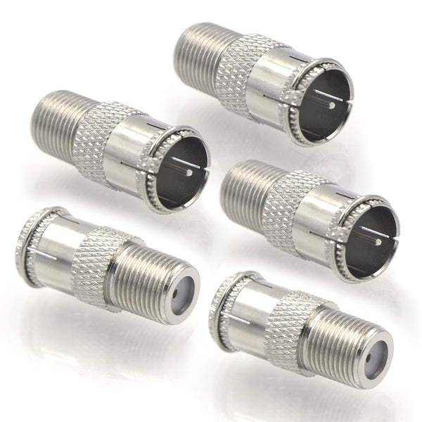 VCE Coaxial Cable Quick Connector, Quick Push On Male to F-Type Female Coax Extender, Nickel Plated Adapter for RG6, 5