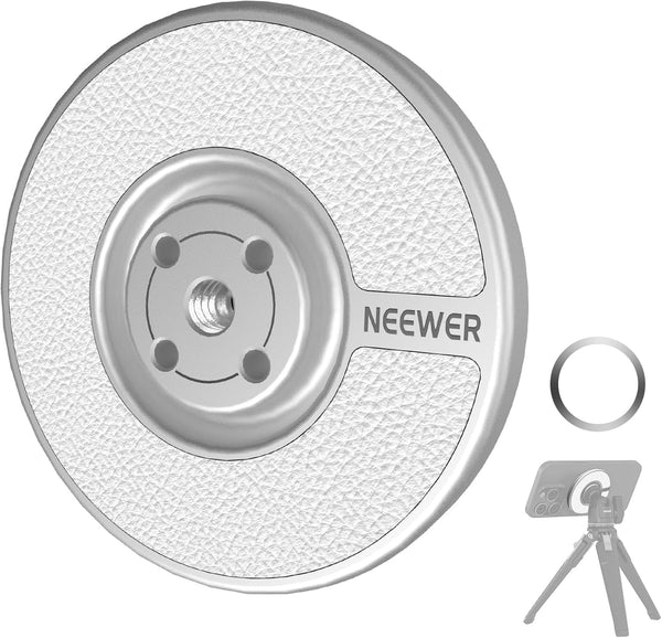 NEEWER Magnetic Phone Tripod Stand Mount Adapter with Adhesive Metal Ring 1/4" Thread