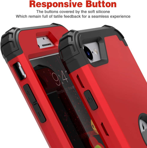 IDweel iPhone SE 2020 Case with Screen Protector, Sturdy 3 in 1 Shock Absorption Slim Fit Heavy Duty Cover (Red)