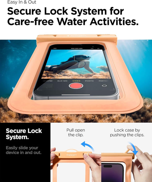 Spigen AquaShield Universal Waterproof Phone Pouch, PVC Protective Dry Bag Cases with IPX8 Compatible with iPhone